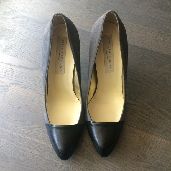 Stella McCartney | Grey suede/black cap toe pumps - Picture 5 of 8